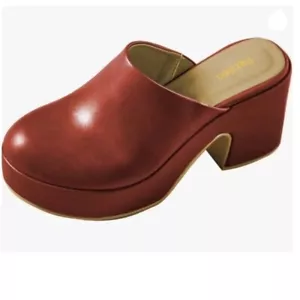Pazzion Womens Comfy Thick Platform Round Closed Toe Clogs Mule Red Shoes Indoor - Picture 1 of 8