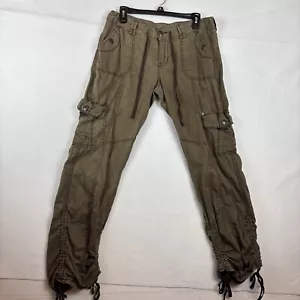 VTG Union Bay Womens Juniors Lightweight Cargo Pants Sz 11 Brown Drawstring Legs - Picture 1 of 17