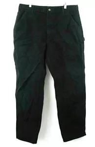 Carhartt B11-BLK Dungaree Fit Men 38 x 35 Solid Black Carpenter Denim Work Pants - Picture 1 of 8