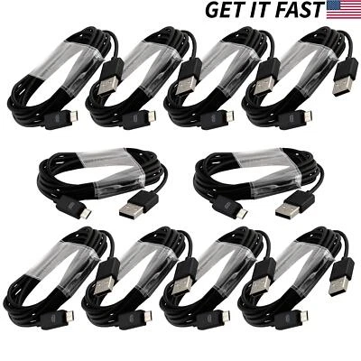 10pcs 6Ft Micro USB Cable Cord Charging Data for Samsung LG Android Black - Image 1 of 2