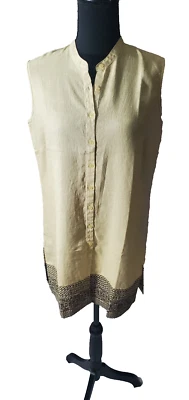 Blusa Top Para Mujer Kiko Bay Beige 100% Lino Talla M Totalmente Nueva #65 Foto 1 de 4