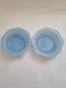 Vintage Retro 1960s blue scallop edge JAJ pyrex trifle bowls - Picture 1 of 11