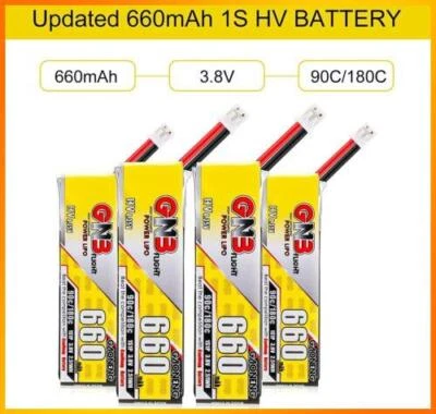 4PCS 660mAh 1S LiPo Battery 3.8V/4.35V LiHV Battery 90C/180C JST-PH2.0 Connector - Image 1 of 4