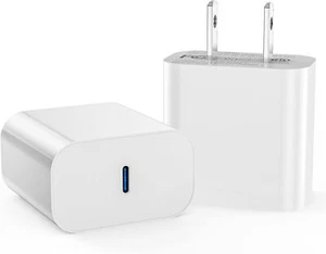 2 Pack Fast Charging Block 20W USB C Wall Charger Plug Blocks (White) - Picture 1 of 7