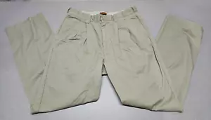 Cherokee Ultimate Khaki Mens Size 33x32Pleated Front Tan Pants Straight Leg - Picture 1 of 8