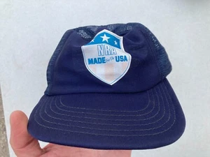 NRA Made for the USA Blue SnapBack Hat Cap Vintage 1990s Trucker Mesh Back - Picture 1 of 10