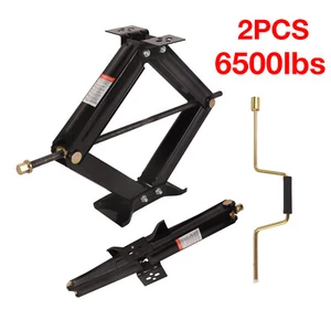 2Pcs Scissor Jack 6500lbs w/Handle RV Trailer Camper Stabilizer for Cars MPVs - Picture 1 of 7