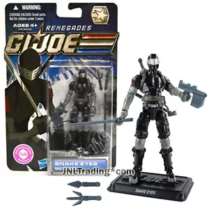 Year 2011 GI JOE Renegades 4 Inch Figure - Ninja Commando SNAKE EYES with Base - Picture 1 of 1