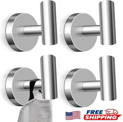 4× Stainless Steel Coat Robe Hat Clothes Hook Bathroom Kitchen Wall Holder USA - Image 1 of 4