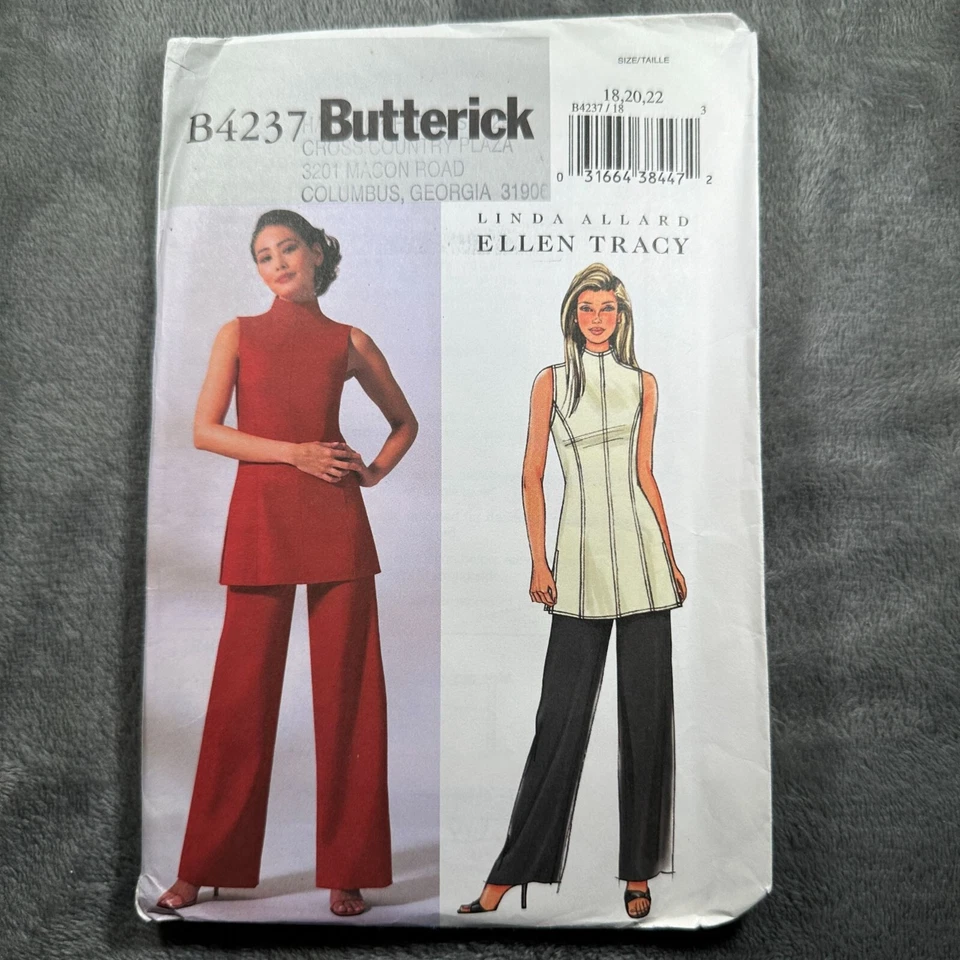 Butterick B4237 Ellen Tracy Sewing Pattern Tunic Top Pants Sz 18-22 Y2K - Image 1 of 4