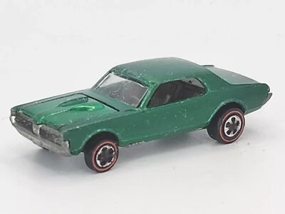 1968 Hot Wheels Redline Custom Cougar Green Gray Interior Made N US PB32 - Image 1 of 4