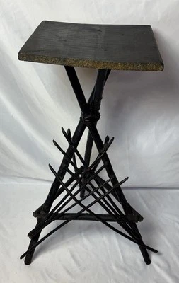 Vintage Adirondack Style Wood & Twig Table Pedestal Plant Stand - Image 1 of 4