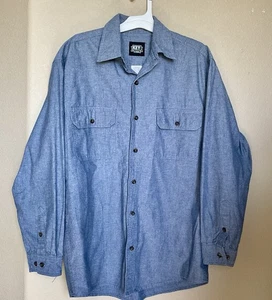 KEY Herren blau Denim Button Down Langarm Workwear Hemd Medium Regular - Bild 1 von 10