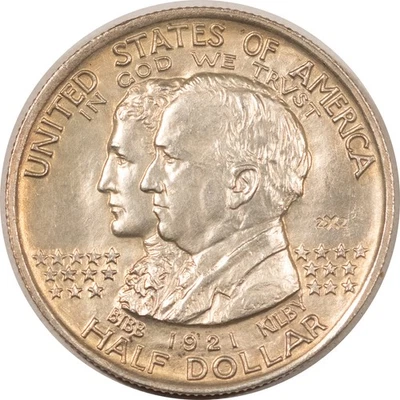 1921 ALABAMA 2X2 COMMEMORATIVE HALF DOLLAR - UNC, LOOKS CHOICE, LIGHTLY CLEANED! - Image 1 of 2