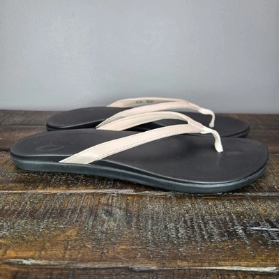 Olukai Ho'Opio Womens Size 11 Sandals Flip Flop Thong Flats Floral Pink Black - Image 1 of 4