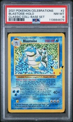 2021 BLASTOISE #2 HOLO CELEBRATIONS CLASSIC COLLECTION BASE SET PSA 8 NM-MT - Image 1 of 2