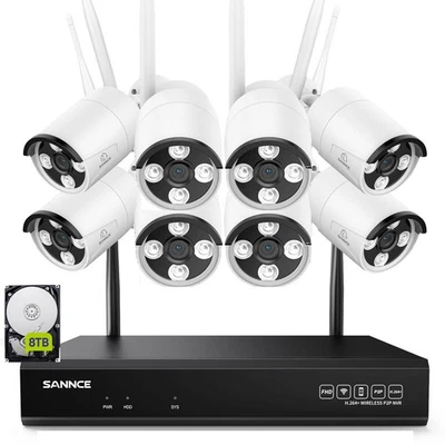 SANNCE 3MP Wireless WiFi Outdoor Security Camera Kit with Audio Cloud Storage NVR  - Image 1 of 4