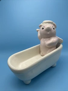 Vintage HCI Porcelain Pig In A Tub Soap Dish VGUC Made In Haiti - Picture 1 of 8