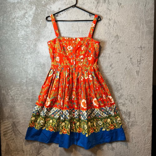 Abito Tory Burch Fernanda Samba Batik fiore arancione taglia 6 floreale cotone estivo