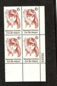 1974 U.S. Commem 10 Cent RETARDED CHILDREN Plt# Blk of 4 Sc#1549 M/NH/OG GEM! - Picture 1 of 1