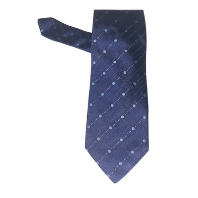 Valentino Cravatte Vintage 100% Silk Navy Blue Geometric Pattern - Image 1 of 4