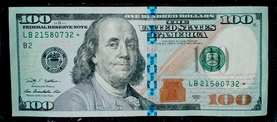 2009 A US $100 One Hundred Dollar Bill Star Note ✯ (NYC Federal Reserve) - Image 1 of 2