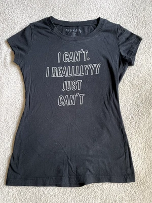 WOUND UP Funny T-Shirt Short Sleeve (women's small, black) - Image 1 of 3