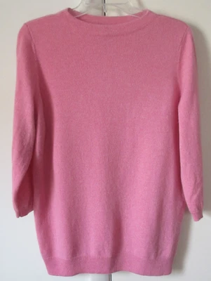 Suéter Talbots 100 % cachemir rosa cuello barco mangas 3/4 Foto 1 de 4