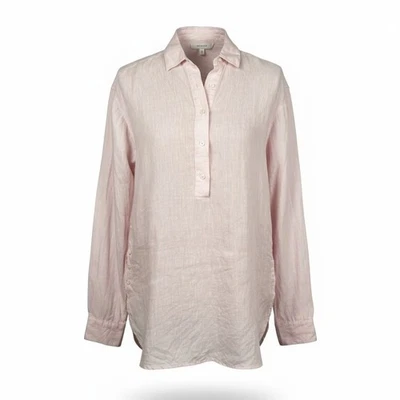 Camisa informal J McLaughlin de lino para mujer talla S rosa popover manga larga Foto 1 de 4