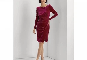 Lauren Ralph Lauren Womens Velvet Velour Midi Evening Dress Size 6 NWT $195 Ret. - Picture 1 of 11
