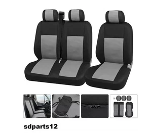 Pour Opel Vivaro Movano Housses de Siege 2+1 Gris Noir Antidérapant Respirant - Picture 1 of 8
