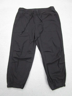 Monrow Pants Womens M Black Cropped Utility Military Twill Jogger Twill Pull-on - Image 1 of 4