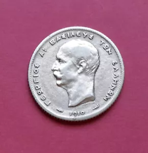 Greece Silver Coin 1910 - 1 Dr - King Georgios A - Picture 1 of 2
