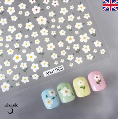 DAISY Nail Art Aufkleber selbstklebend Gänseblümchen Frühling Sommer Blumen Blumen Fern Gänseblümchen