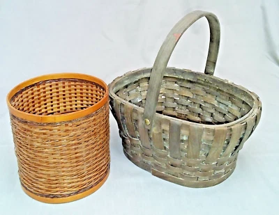 Blumenkorb, Flechtkorb, 2er Set Übertopf, Holz, Weide Dekoration B 1073 - Bild 1 von 4