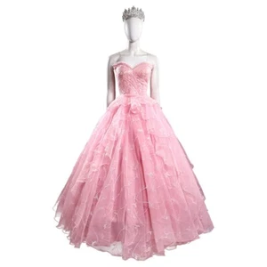 Neu Film Glinda Cosplay Kostüm Damen rosa Kleid Halloween Karneval Anzug Krone - Bild 1 von 11