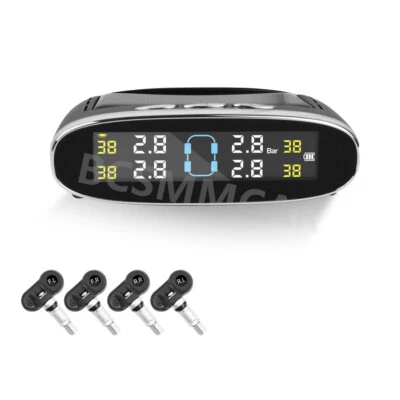 Solar TPMS LCD Wireless Car Tire Pressure Monitoring System 4 Internal Sensors - Image 1 of 4