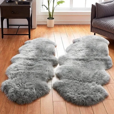 XXL Lammfell 180x60cm Teppich Kunstfell Bettvorleger Schaffell Imitat Doppelfell - Bild 1 von 4