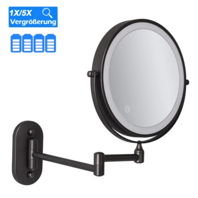 Kosmetikspiegel mit LED Beleuchtung Doppelseitiger Schminkspiegel Wandmontage - Bild 1 von 4