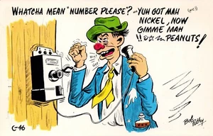 Comic Telephone Whatcha Mean "Number Please"? Vintage Postcard B94 - Picture 1 of 2