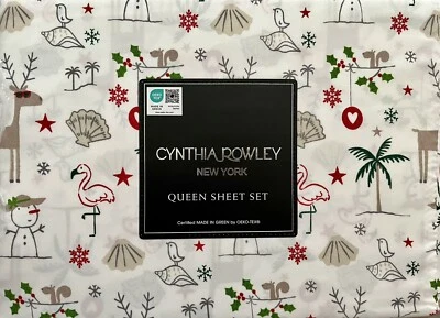 Juego de Sábanas Cynthia Rowley Playa Navidad Talla Queen Nuevo Foto 1 de 2