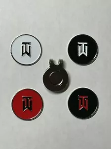 (4) TW Tiger Woods Nike 1 Zoll Münze Golf Marker mit Bonus Hutclip - ein tolles Angebot! - Bild 1 von 2