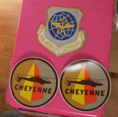 Vintage 3" Air Mobility Command Patch & 2 Stickers Lockheed AH-56A CHEYENNE - Image 1 of 3