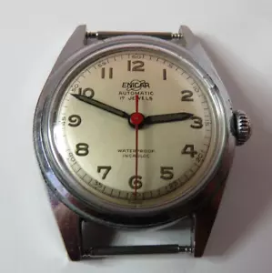 VINTAGE MENS ENICAR BIDYNATOR INCABLOC 17'J AUTOMATIC MILITARY WRISTWATCH RUN # - Picture 1 of 8