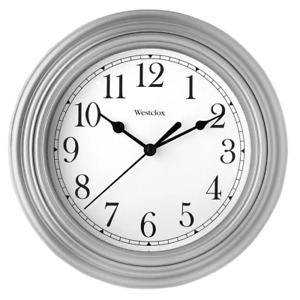 9″ Silver Round Simplicity Analog QA Wall Clock, Gray by Westclox