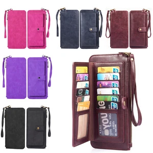 Women Clutch Leather Zipper Wallet Long Card Holder Phone Bag Case Coin Purse - Picture 1 of 17