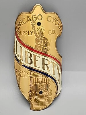 Insignia cabeza bicicleta de colección emblema latón estatua de la libertad Chicago Cycle Supply Co  Foto 1 de 4