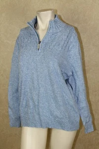 Karen Scott neuer blau marmorierter Damenpullover mit 1/4 Reißverschluss neu mit Etikett R9D2 - Bild 1 von 4