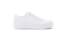 No Boundaries Women's White Platform Lace Up Canvas Sneakers New With Tag