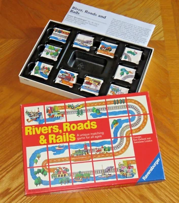 Rivers Roads & Rails  Matching Game ... Vintage 1989 Ravensburger Germany - Image 1 of 3